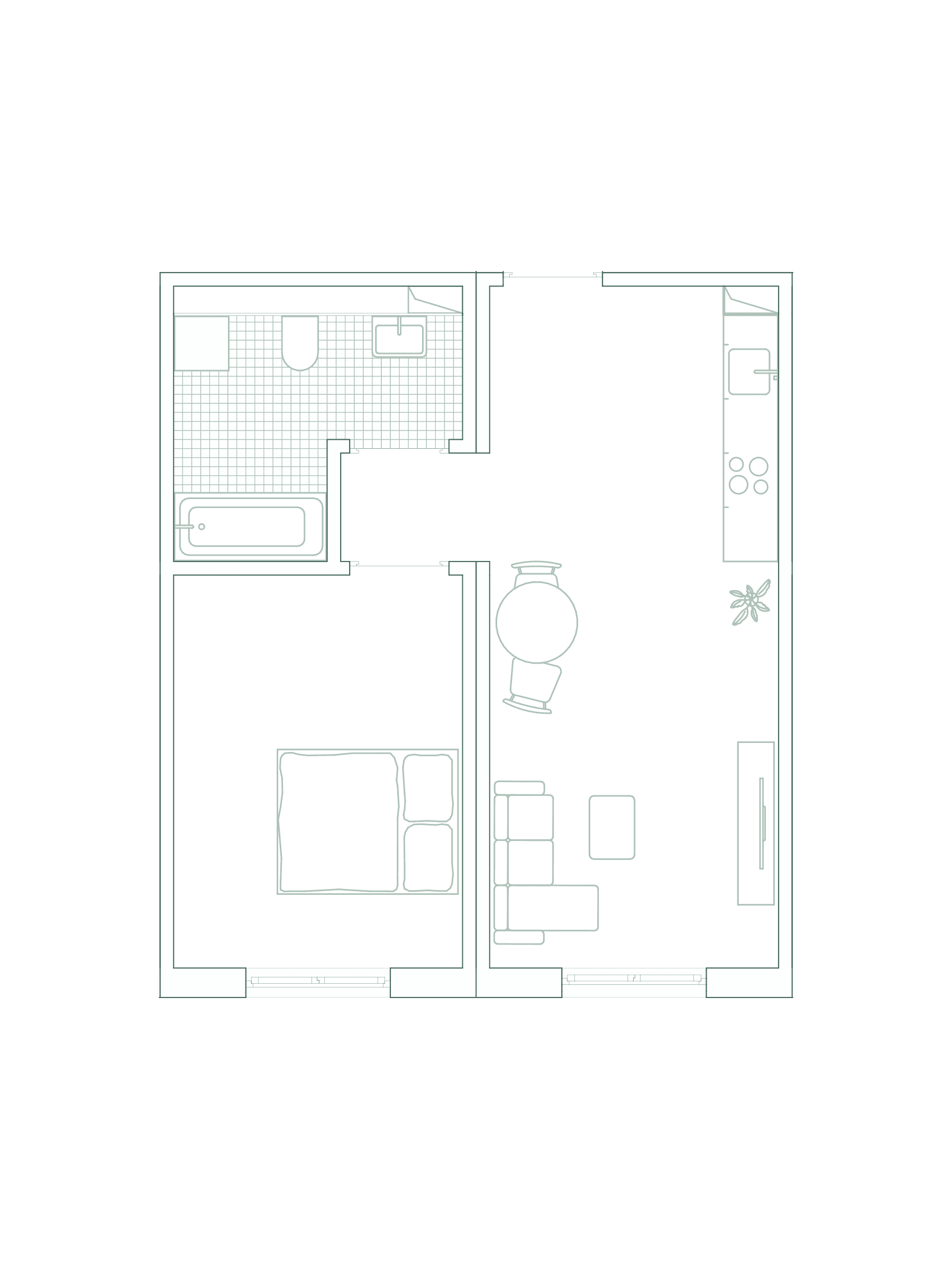 Grundriss Zweiraumwohnung Typ B